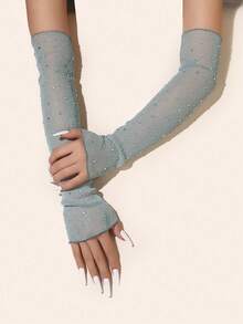 1 双女士亮片蕾丝袖套，轻盈防紫外线亮片拼接 - A - 查看 10