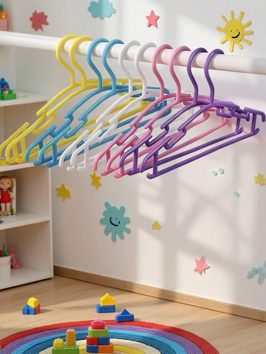 30/20/10pcs Baby & Kids Plastic Hangers - Highly Durable, Suitable For Toddlers - Multicolor - View 1