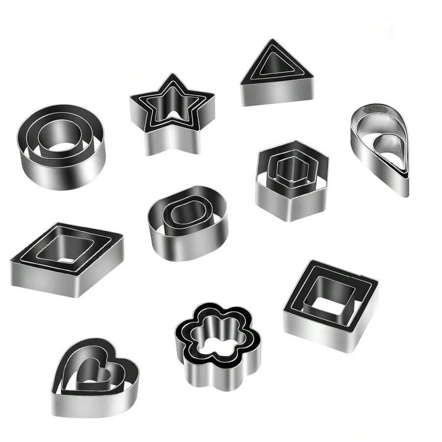 Bộ 30 khuôn cắt bánh quy mini, khuôn cắt đất sét polymer hình trái cây và rau củ nhỏ bằng thép không gỉ, bộ khuôn cắt bánh quy hình học, Bộ 33 khuôn cắt bánh quy mini, khuôn cắt đất sét polymer hình trái cây và rau củ nhỏ bằng thép không gỉ, bộ khuôn cắt bánh quy hình học - Xem 1