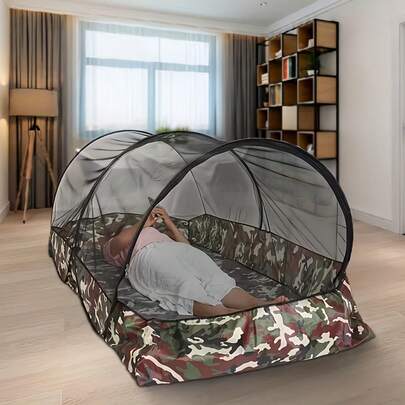 Red de mosquitos plegable y portátil con camuflaje, esencial para actividades al aire libre, protección contra insectos, fácil de configurar, material de poliéster, ideal para camping, senderismo y aventuras al aire libre, estructura de malla, tela duradera