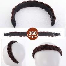Tóc giả băng đô bện tổng hợp 16 inch, tóc nối liền mạch có băng dính ma thuật dành cho nữ, tạo vẻ ngoài tự nhiên với độ che phủ đỉnh đầu cao. - Nhiều màu - Xem 3