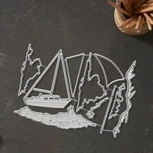 Creative Sailboat And The Sea Dies, DIY Scrapbooking Album And Embossing Stencil, Greeting Card Making Tool, Card Paper Cutting Crafts ,Gift Card Making Template Die Cuts. - Silver - View 8