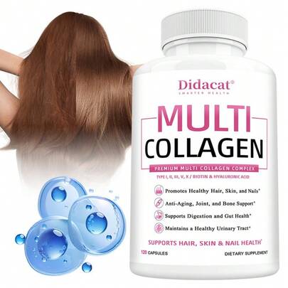 Bcuelov Multi Collagen - With Biotin & Hyaluronic Acid - Support Hair, Skin, Nails, Joint, Digestive Health - 120 Capsules