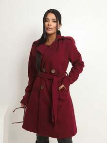 Women's Overcoat, Elegant, Fitted Winter La Batida Style - Redwood - View 15