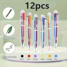 12 piezas Bolígrafos de punta de bola transparentes de 6 colores, Bolígrafos de punta de bola multicolor - Conjuntos - Ver 3