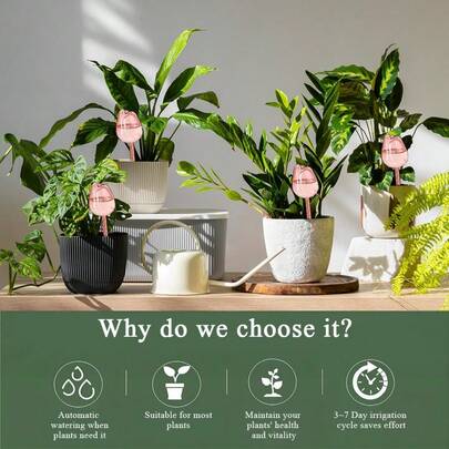 Tulip Waterers, Self-Watering Plant Tools, Pink Tulip Flower Shape Automatic Watering Spike For Indoor & Outdoor Potted Plants