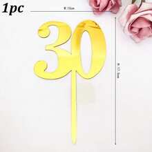 1pc/3pcs Minimalist Gold Acrylic Number 18 21 30 40 50 60 Anniversary Birthday Party Cake Topper - Multicolor - View 25