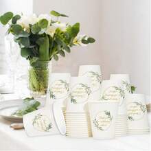 10/20/40Pcs 9oz Floral Disposable Paper Cups Thank You For Celebrating With Us Print Cups For Wedding Bridal Shower Engagement Birthday Holiday Party Table Decor Supplies - View 6