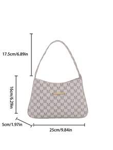 Fashion Letter Print Handbag Shoulder Bag, Casual Versatile Underarm Bag For Women - White - View 2