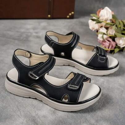 新款时尚百搭舒适厚底女凉鞋，舒适大码女凉鞋，轻便舒适时尚户外休闲凉鞋