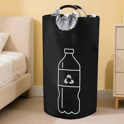 Papelera de reciclaje plegable de lona de gran capacidad y uso intensivo con tapa - Diseño cilíndrico abierto de gran resistencia, cesta de ropa sucia/almacenamiento plegable que ahorra espacio para cocina, hogar, baño, oficina - Papelera de reciclaje con sistema de etiquetado claro, estructura duradera y resistente, organizador de plástico, papel, cartón de uso múltiple, fácil de almacenar y transportar, cubo de basura de cocina, cubo de basura de comedor