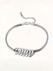 Customized Stainless Steel Personalized Family Name Bracelet With Heart Pendant. Mother's Love, Family Names Laser Engraved, Elegant Holiday Gift Suitable For Valentine's Day, Thanksgiving, Mother's Day, Teacher's Day, Christmas, Birthday, Anniversary - Multicolor - View 14