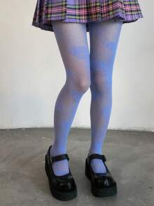 1pc New Sexy Fishnet Tights With Heart Cutout, Retro Cute Versatile Pantyhose - Multicolor - View 6