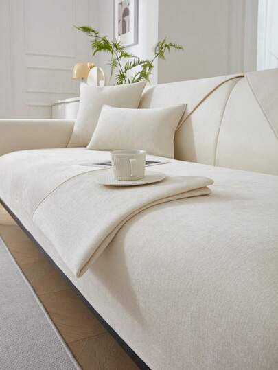 1 chiếc vỏ đệm sofa bằng vải chenille mềm mại, bảo vệ ghế sofa chống trượt hiện đại tối giản dùng được quanh năm, chống bụi và có thể giặt được, màu trắng tươi mát và mềm mại, thân thiện với thú cưng, phù hợp với phòng ngủ, văn phòng, phòng khách, sofa hình chữ L và sofa 1/2/3/4 chỗ ngồi.