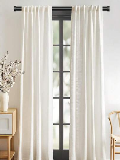 طقم ستائر قابل للتعديل بقطر 1 بوصة، معدن أسود حديث، سهل التركيب على الحائط، تصميم قابل للتمديد، مناسب تماما، ديكور نافذة | ستائر حديث لغرفة المعيشة