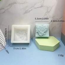 1pc Rectangular Love Flower Bouquet Silicone Mold, DIY Rose Flower Scented Candle Silicone Mold - White - View 6