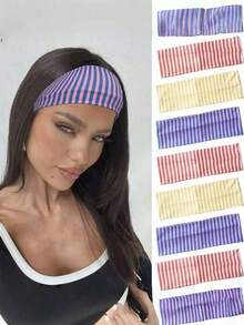 条纹休闲发带夏季发饰沙滩爪夹度假发夹 - 彩色 - 查看 5