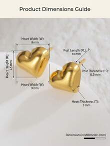 A Pair Of Simple And Cute Gold Heart Stud Earrings For Women - Gold - View 2