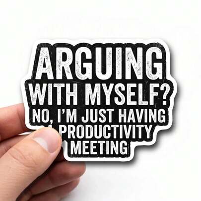 1 Pc Productivity Meeting Themed Vinyl Sticker, Humorous Work Quote Decal For Adults To Customize Laptops Water Bottles Skateboards Luggage, Distressed Block Letter Design For Adding A Lighthearted Touch To Daily Essentials And Workspaces, Playful Text For Personalizing Personal Items And Expressing A Cynical Work Mindset