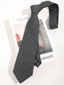 1条灰色格子休闲百搭涤纶舒适领带 - 彩色 - 查看 4