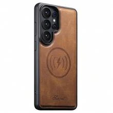 SUTENI 磁吸式奢华仿皮油蜡手机壳,支持无线充电,适用于三星 Galaxy S26 Ultra、S25 Plus、S24、S23+,男女通用,节日礼物,送给亲朋好友和长辈的理想之选。 - 棕色 - 查看 10