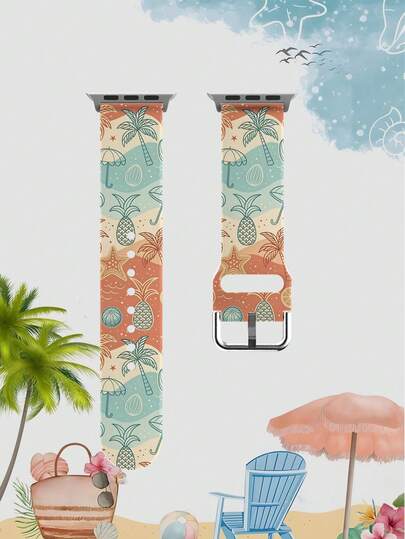 1pc Ombre Color Soft Elastic Breathable Replacement Watch Band, Suitable For Samsung, Honor Smartwatches, 38mm 40mm 41mm 42mm 46mm 45mm 44mm 49mm, Beach Holiday Gift, Casual Daily Fashion Silicone Watch Strap For Apple Watch Ultra Series SE/11/10/9/8/7/6/5/4/3/2/1