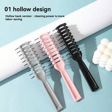 NEFOUME 19.5厘米宽空心背部按摩梳，舒适防滑手柄，打造蓬松发型，适合家庭或沙龙使用。 - 黑色 - 查看 3