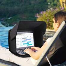 Foldable Laptop Sun Shade Hood - Privacy Hood With Adjustable Shoulder Strap, 16-Inch Portable Screen With Halo Effect, Suitable For Outdoor Work, Black, Laptop Protection, Durable Nylon Lining - A - View 4