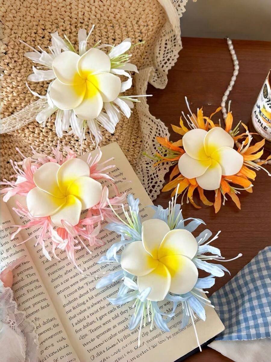 1个精致甜美浪漫雏菊仿真花发夹，适合海滩度假 - 彩色 - 查看 1