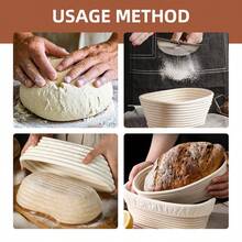 全套面包制作工具：圆形/椭圆形天然藤条发酵篮套装，适合家庭和专业烘焙师，包含酸面团发酵剂、面包制作用品和工具、面包发酵篮。 - - - 查看 4