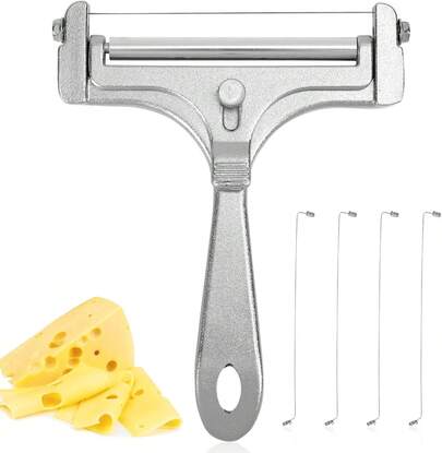Stainless Steel Cheese Slicer With Adjustable Wire Handheld Butter Cheese Block Cutter For Kitchen Use