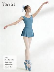 DonsGirl 女士修身芭蕾舞紧身衣 - 袖口和腰部褶皱设计 | 现代/古典舞蹈表演服装 春季款 - 霧霾藍 - 查看 7