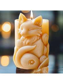 Elegant Smiling Fox Candle Silicone Mold, Cute Fox Plaster Resin Mold, Holiday Birthday Gift - White - View 4