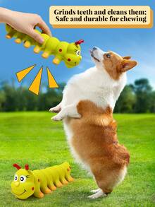 Dog Chew Toy, Green Plush Squeaky Chew Toy, Interactive Tug Of War Toy, Self-Entertainment Companion Toy, Rubber Dog Toy - Multicolor - View 8