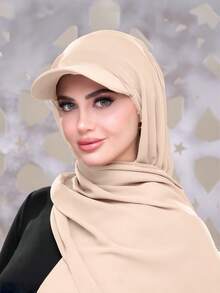 1pc Summer Baseball Cap With Scarf, Chiffon Cap Scarf Combo, Lightweight Breathable Versatile Sun Protection Hat, Suitable For Summer Religious Gatherings, Fashionable Middle Eastern Style - Multicolor - View 15