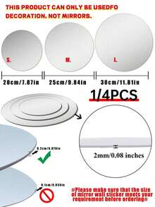 1/4PCS Round Mirror Wall Decal - Silver - View 2