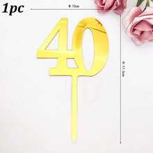 1pc/3pcs Minimalist Gold Acrylic Number 18 21 30 40 50 60 Anniversary Birthday Party Cake Topper - Multicolor - View 24