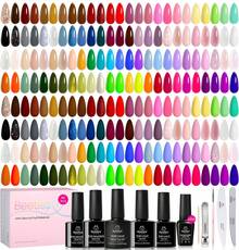 BEETLES 110 PCS 100 Colors 5ML Gel Polish Kit  Nail Nook Gel Nail Polish Set -  Base Glossy Matte Glitter Top Coat Glitter Pearl Cat Eye White Red Pink Nude Uv Led Nails Easter Gift For Women - 100 Colors Infinite Inspiration Gift - 查看 1