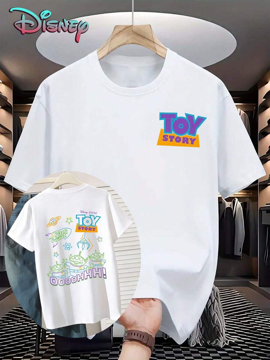 Disney Casual Women's White Cotton Toy Story Print Short Sleeve Round Neck T-Shirt Regular Fit - 白色 - 查看 1