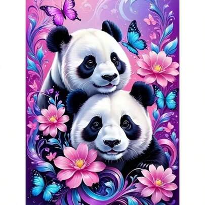 1pc [30*40cm/11.8*15.7in]5D Acrylic Diamond Painting Kit, Panda Pattern, Suitable For Adult Beginners DIY Mosaic Diamond Art, Full Drill Handmade DIY Diamond Painting, Suitable For Living Room, Bedroom, Office Wall Decor Hanging Painting, Surprise Art Home Decor Gift For Family And Friends, Frameless