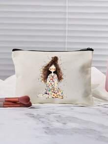 1个可爱女孩图案化妆包，大容量旅行洗漱包 - 母亲节礼物，独特收纳袋，化妆包，节日礼品袋 - 彩色 - 查看 11