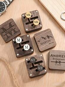 Bộ khuy măng sét và kẹp cà vạt cá nhân hóa, Khuy măng sét cá nhân hóa kèm hộp gỗ, Bộ khuy măng sét và kẹp cà vạt cá nhân hóa, Khuy măng sét kim loại tùy chỉnh, Khuy măng sét khắc chữ cái đầu tên, Kẹp cà vạt tùy chỉnh cho phù rể, Món quà cá nhân hóa lý tưởng, Hoàn hảo cho cô ấy/anh ấy, Quà cưới, Quà kỷ niệm hoặc Quà Ngày của Cha. - Nhiều màu - Xem 5