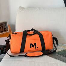 圆筒形尼龙旅行包，带肩带，适合健身和旅行 - 彩色 - 查看 9