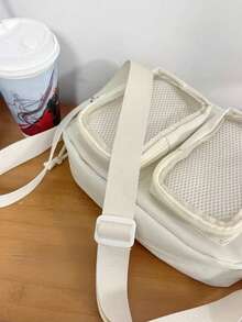 可爱小号斜挎包 女款 双透明口袋 痛包 女孩款 带徽章展示牌 迷你单肩包 钱包 手提包 痛包 夏季包 - 白色 - 查看 6