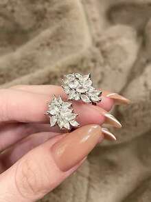 1 chiếc nhẫn đồng hình cánh thiên thần cổ điển đính đá zirconia tổng hợp, phụ kiện cao cấp đa năng cho tiệc cocktail, đám cưới, lễ hội, nhẫn đồng có thể điều chỉnh kích cỡ dành cho nữ. - Bạc - Xem 6