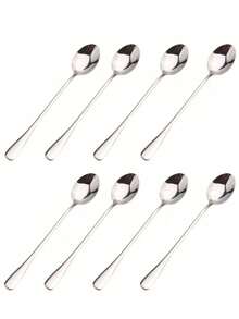 8件套加厚不锈钢咖啡勺 - 不锈钢餐具，茶匙，耐用甜点勺，金属勺，适用于家庭、厨房或餐厅使用，冰淇淋勺，搅拌勺，酒店、餐厅、公共场所甜点勺，餐具，学习用品，返校季 - 彩色 - 查看 8