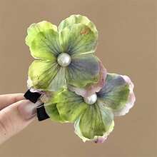 1/2/4/6个装女士夏威夷海滩花朵发夹，人造花朵和珍珠双层刘海侧夹，适合婚礼、海滩派对、休闲场合 - 彩色 - 查看 3