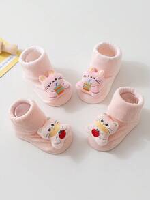 2 Pairs 2026 Spring A-Class Cotton Cartoon Baby Socks, Soft & Skin-Friendly Newborn Infant Rattle Socks - Multicolor - View 8