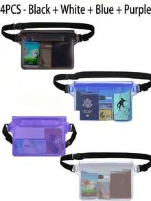 2件装防水腰包,大容量防水手机袋,夏季户外运动防水包,三重密封防水腰包,户外运动沙滩手机保护套,游泳潜水保护套,返校必备,防水包,沙滩包,沙滩配件,适用于划船、游泳、浮潜、皮划艇、海滩、水上乐园等场合,可用作手机壳和钱包,适合度假、泳池活动 - 彩色 - 查看 25