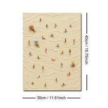 1 pieza Póster de lienzo con vista aérea de gente pequeña en la playa, enmarcado/sin enmarcar, arte de pared de nadadores de verano en la , decoración minimalista de casa de playa para apartamento, sala de estar, dormitorio, decoración moderna del hogar - Póster - Ver 8